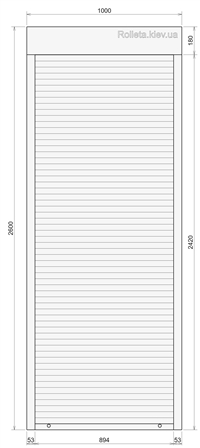 Защитная ролета1000 мм  на 2600 мм из профиля AR39